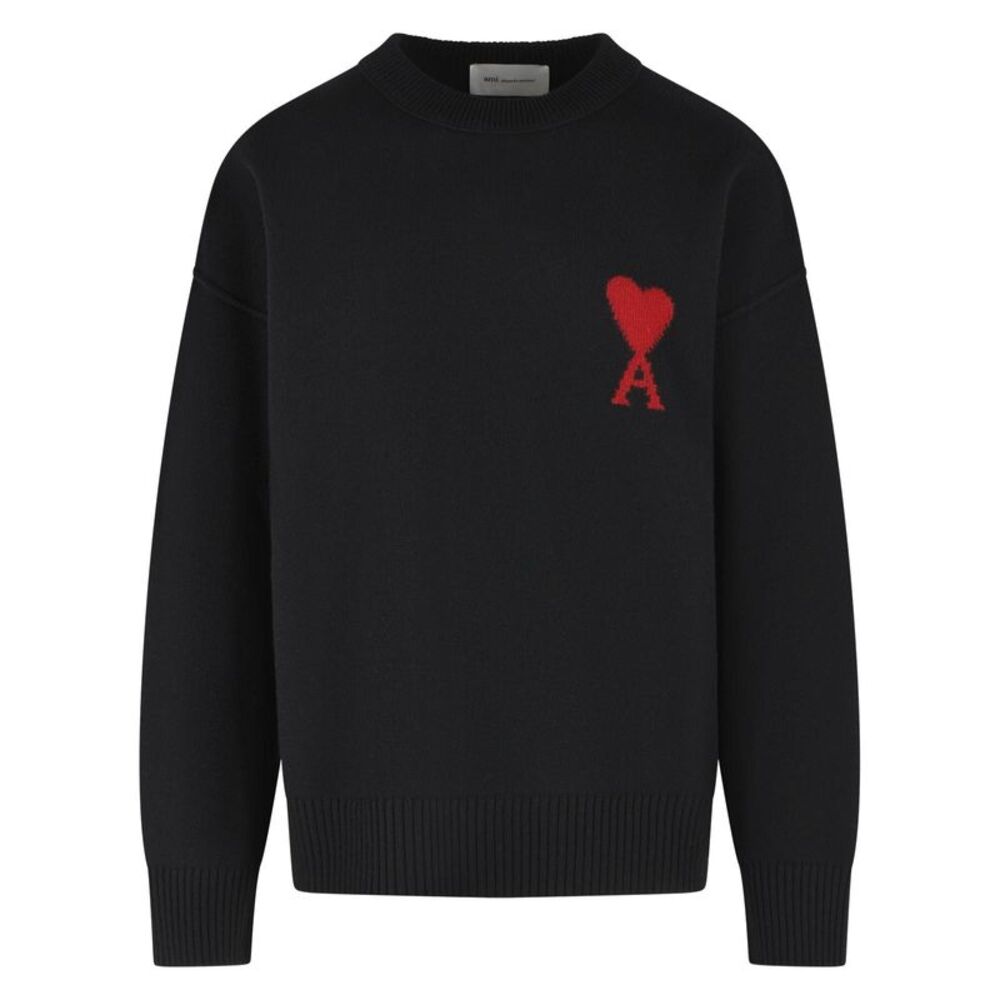 Ami Paris Black Virgin Wool Sweater Men